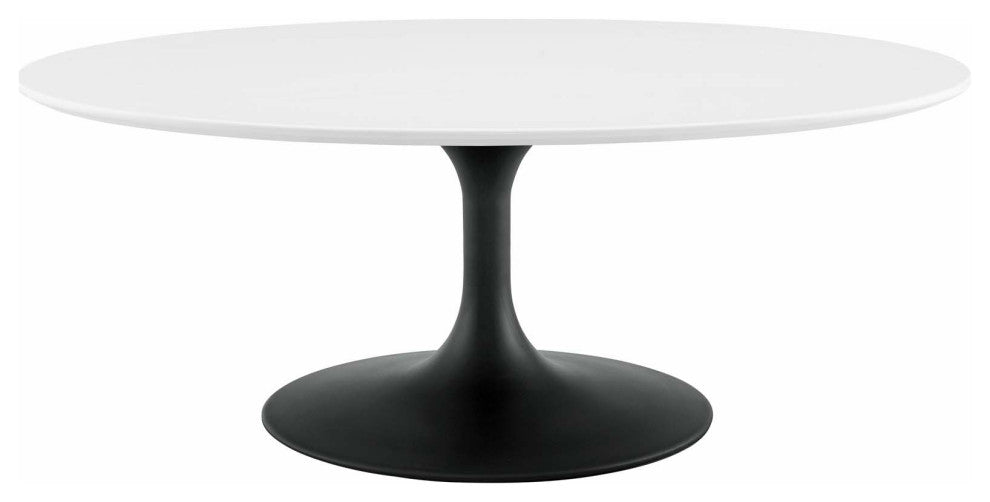 Black White Lippa 42" Oval-Shaped Wood Coffee Table