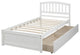 Gewnee Wood Twin Platform Bed with Storage Drawers in White