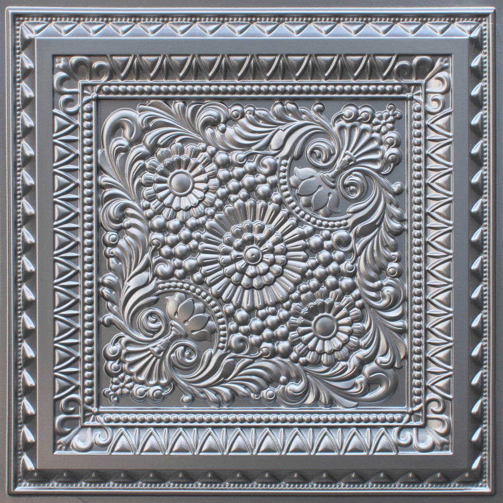 Silver 3D Ceiling Panels, 2'x2', 40 Sq Ft, Pack of 10
