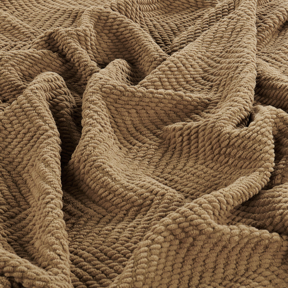 Tweed Knitted Throw Blanket, Amphora Brown, 50"x60"