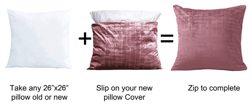 Velvet 2 Piece Euro Pillow Cover Set, Withered Rose, 2 Piece, 26"x26"