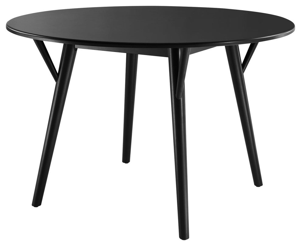47" Dining Table, Round, Black, Wood, Modern, Cafe Bistro Hospitality