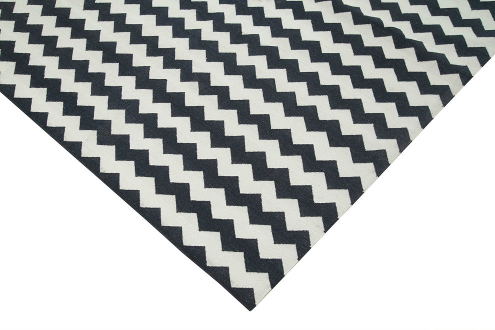 Rug N Carpet - Handmade Wool 10' 0'' x 13' 11'' Modern Design Dhurrie Kilim Rug