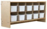 10 Section Wood Cubbies Storage, White Bins, Wall Hanging Organizers