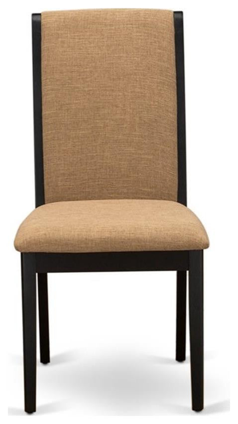 East West Furniture Lancy 39" Fabric Dining Chairs in Black/Brown (Set of 2)