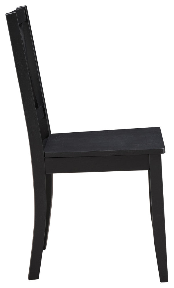 Set of 2 Double-X Back Wood Chairs, Black