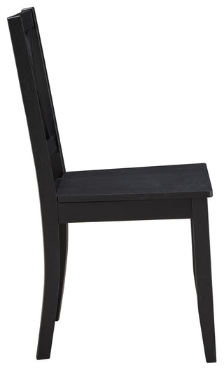 Set of 2 Double-X Back Wood Chairs, Black