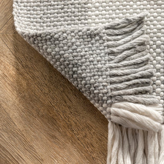 Nuloom Hand Woven Ellis Farmhouse Plaid Fringe Striped Area Rug, Grey 6'x9'