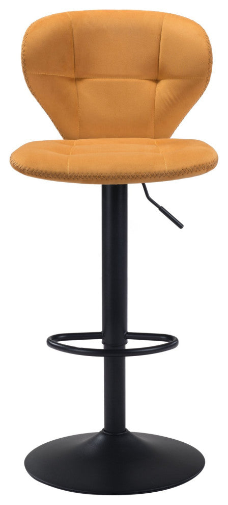 Bar Stool Chair Barstool, Steel Metal, Fabric, Yellow, Black, Cafe Bistro