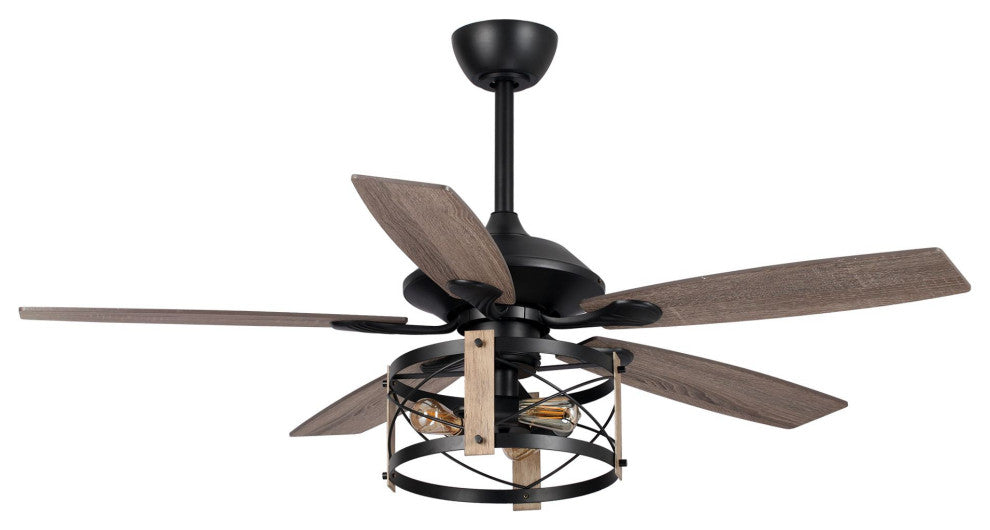 52 in Modern Ceiling Fan with Remote Control in Matte Black