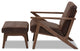 Bianca Wood Dark Brown Distressed Faux Leather Effect Lounge Chair w/ Ottoman