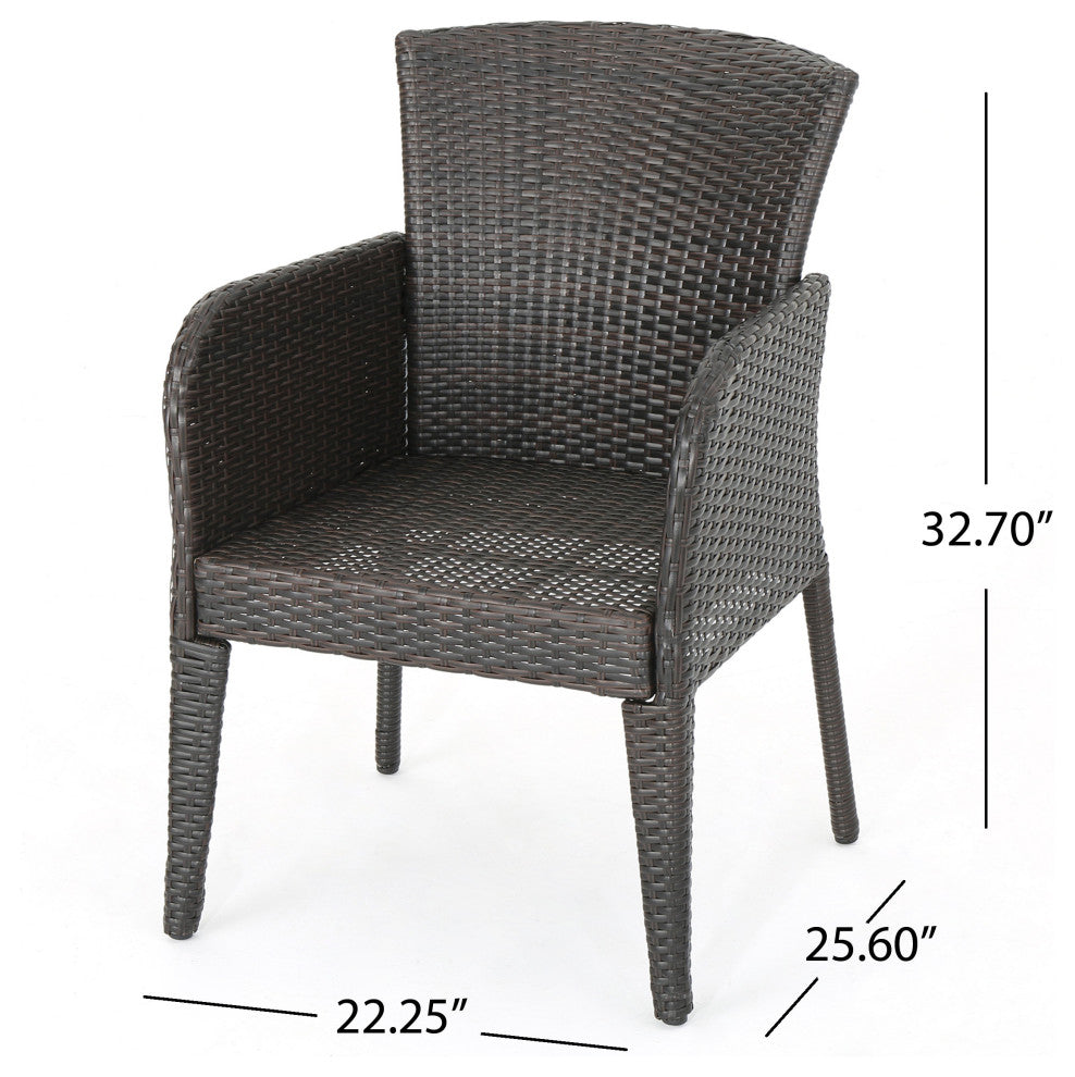 GDF Studio Seawall Outdoor Wicker Dining Chairs, Set of 2