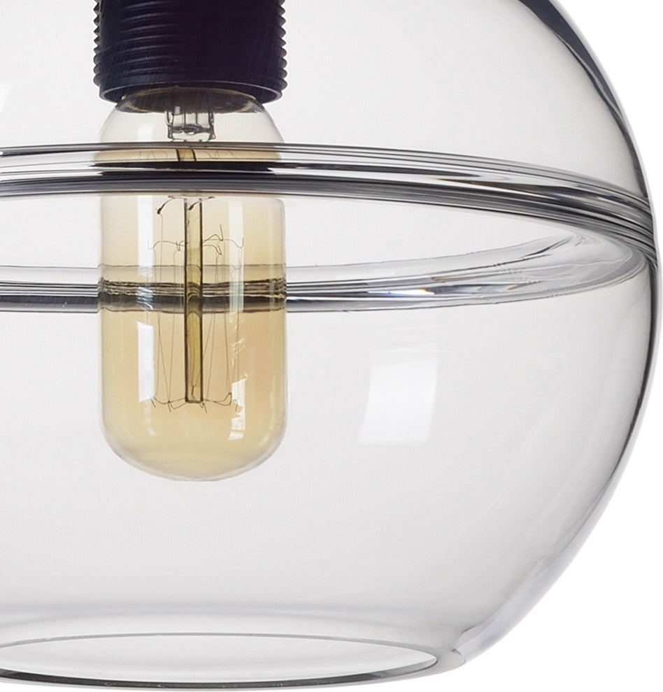 Unique Optic Contemporary Hand Blown Glass Pendant Light, Shade: Clear, 7"