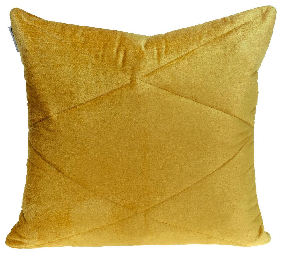 Quilted Yellow Velvet Throw Pillow