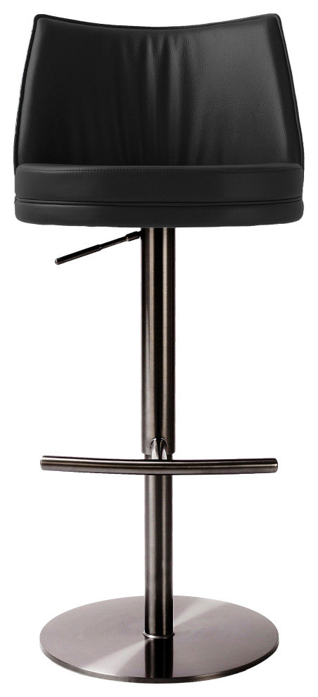 Gala Black Vegan Leather on Black Adjustable Stool