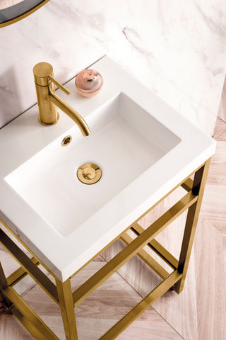 Boston 20" Sink Console, Radiant Gold, White Gloss Top