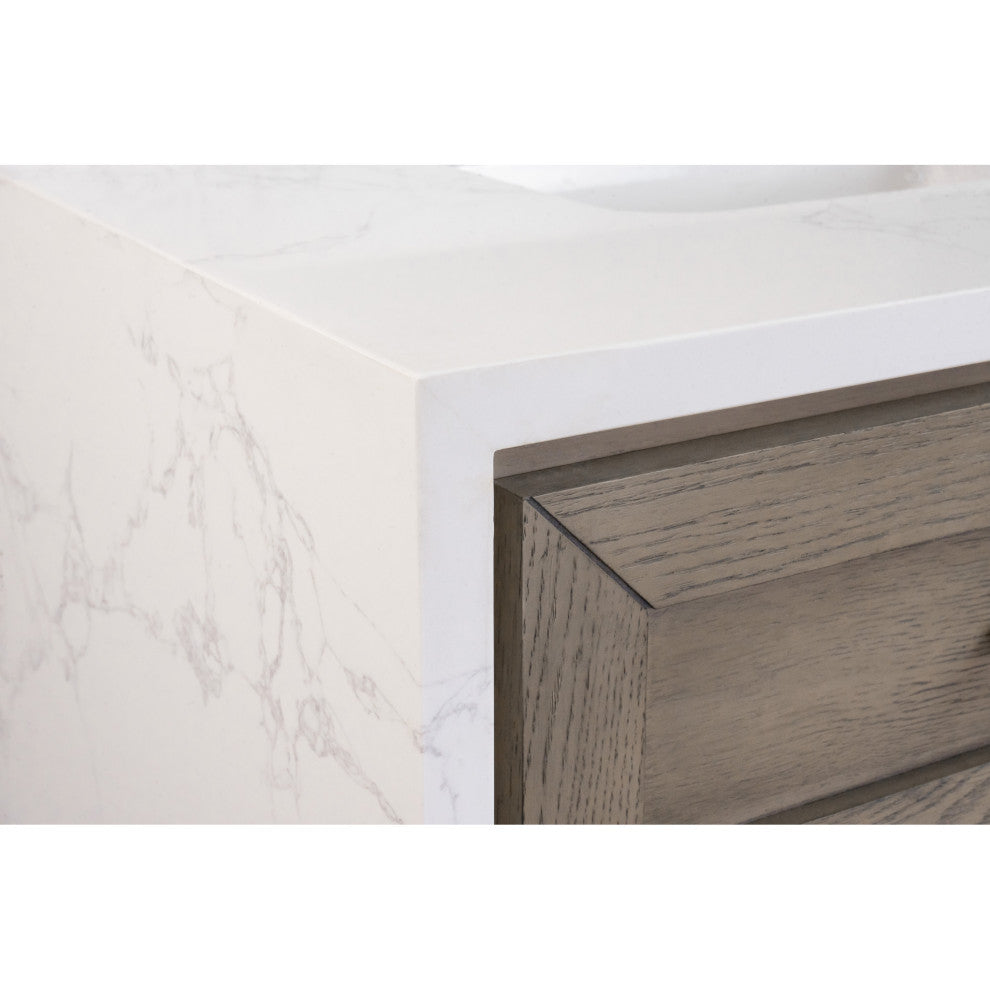 Palisade 36" Bathroom Vanity, Gray Oak, Engineered Marble