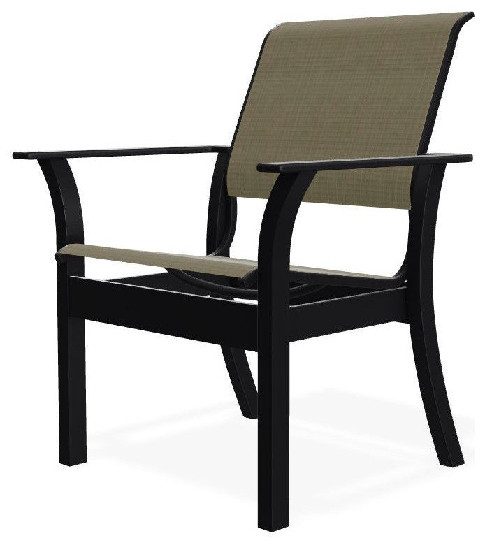 Leeward Sling Stackable Outdoor Dining Chair, Elevation Stone/Black