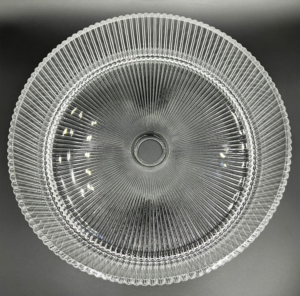 CastelloUSA Cowrie Tempered Glass Crystal Round Bathroom Vessel Sink, Clear, 16"
