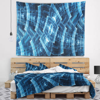 Blue Protective Metal Grids Abstract Wall Tapestry, 80"x68"