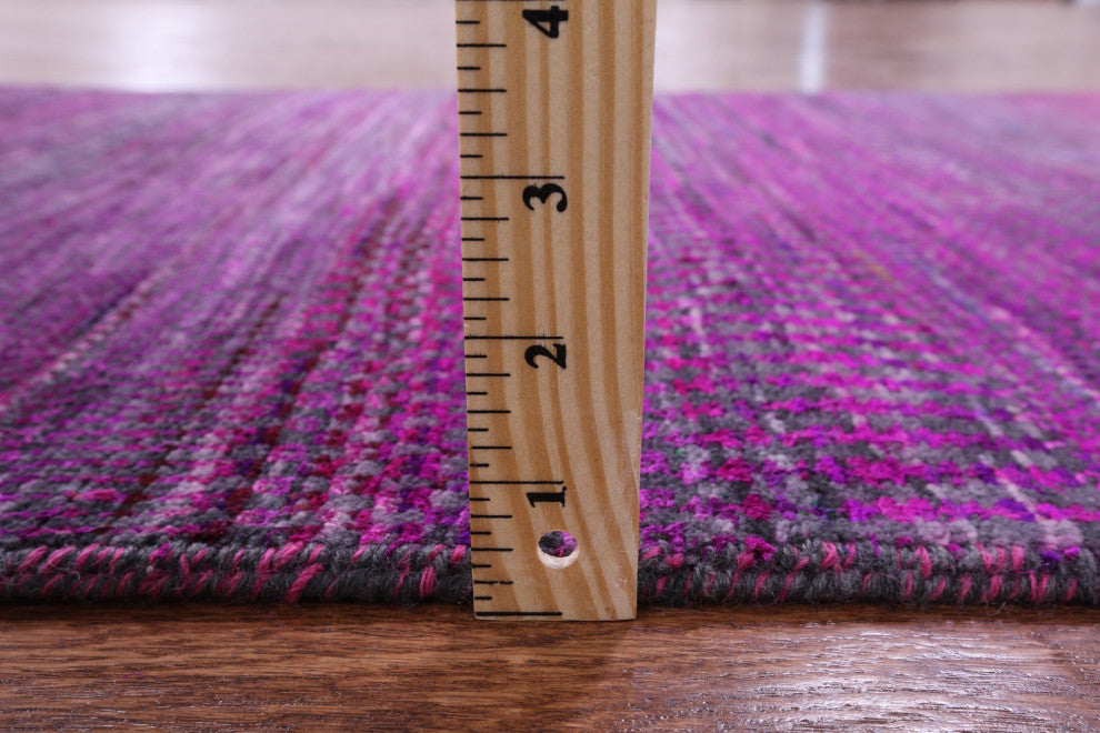 2' 8" X 21' 4" Super Savannah Gabbeh Wool and Silk Hand Knotted Runner Rug Q6881