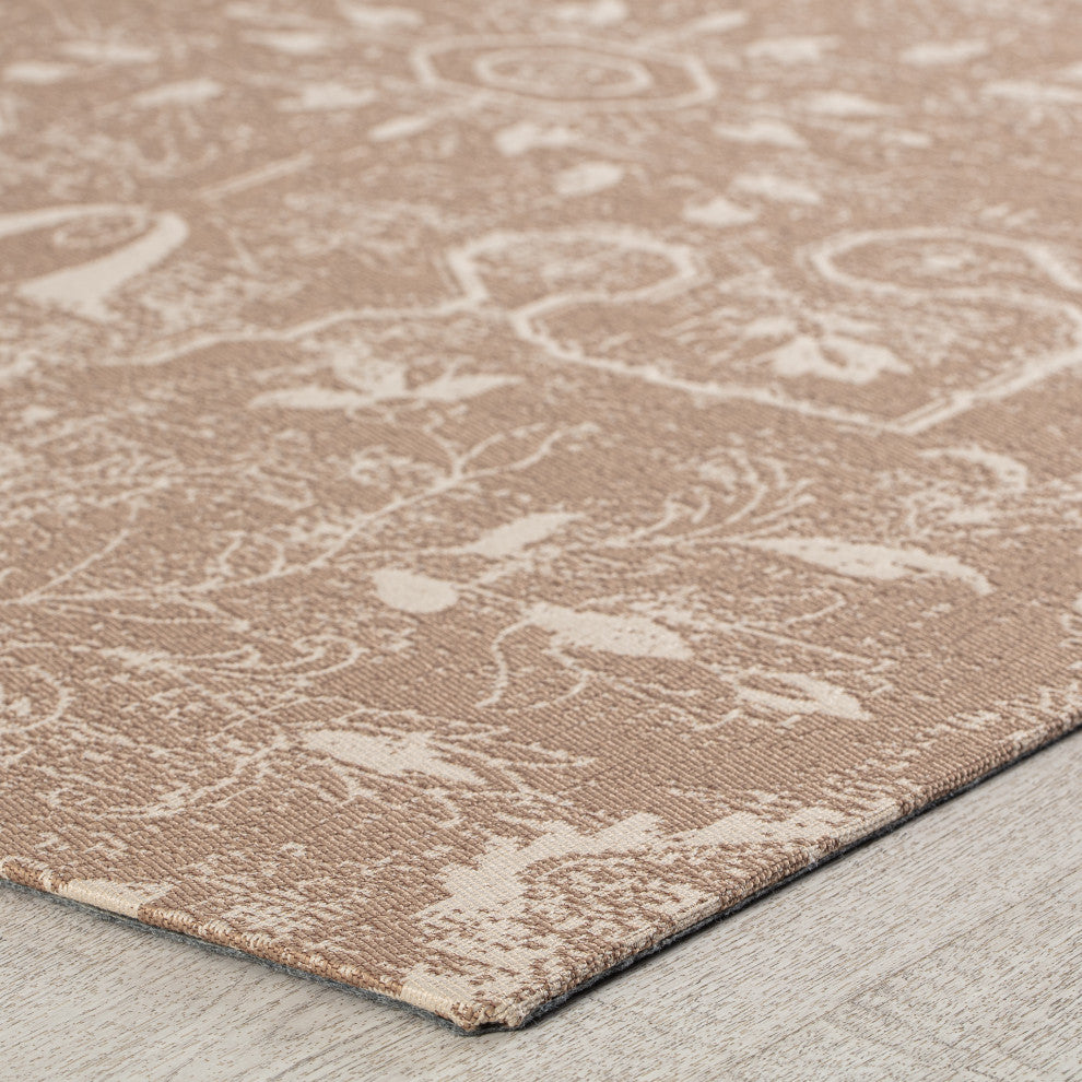 40" x 54" Tamanrasset Brown and Ivory 1/2" Rug'd Chair Mat