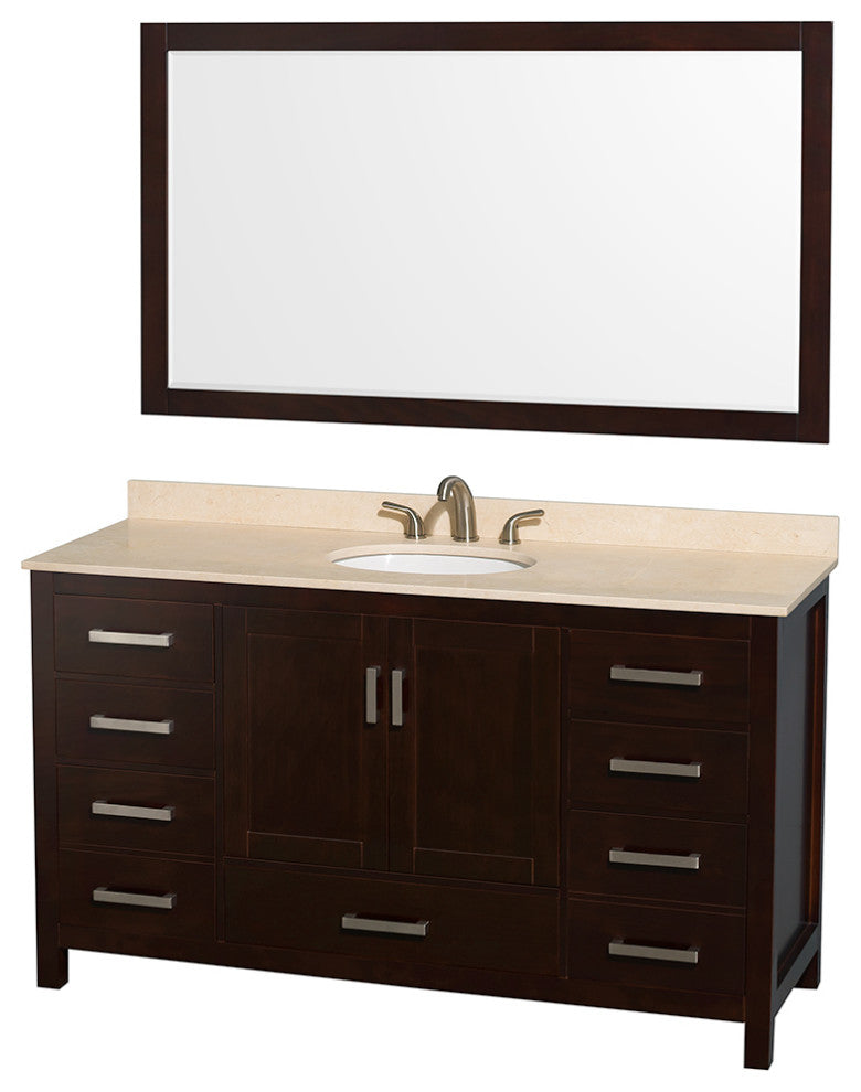 Wyndham WCS141460SESIVUNOM58 60 Bathroom Vanity with Oval Sink and Mirror