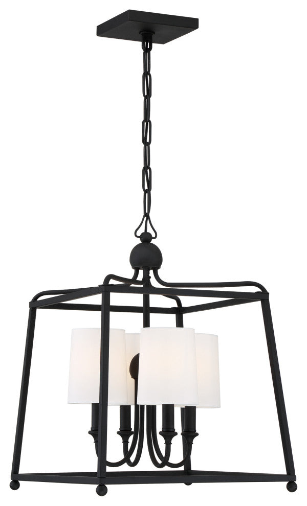 Libby Langdon for Crystorama Sylvan 4 Light Black Forged Chandelier