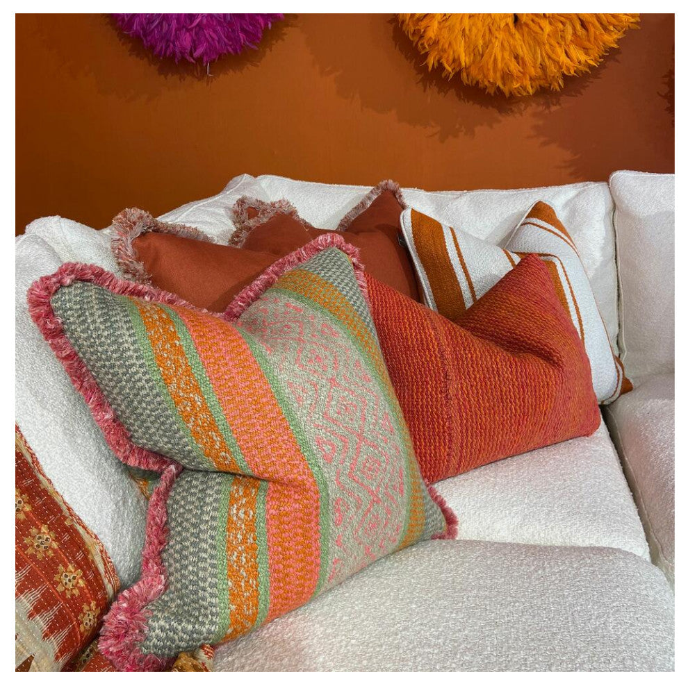 Decorative Pink Handwoven Throw Pillow | Andrew Martin Pampas