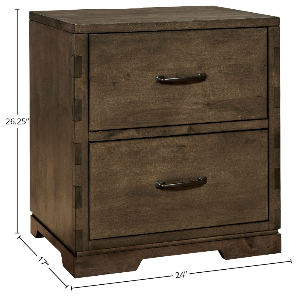 Dovetail 2-Drawer Wood Nightstand, Graphite