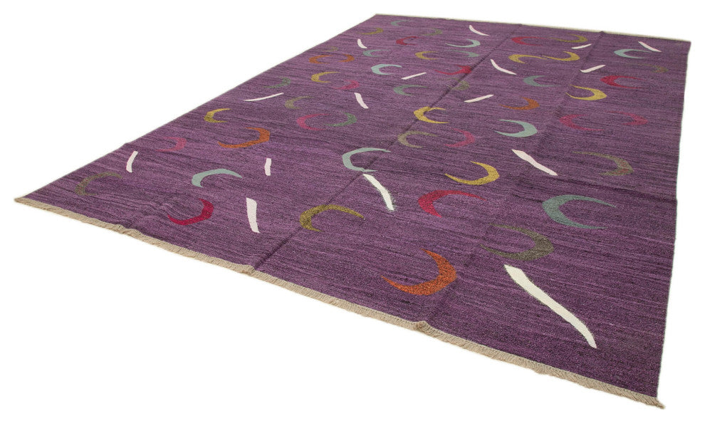 Rug N Carpet - Handwoven Turkish 10' 2'' x 14' 3'' Flatweave Wool Kilim Rug