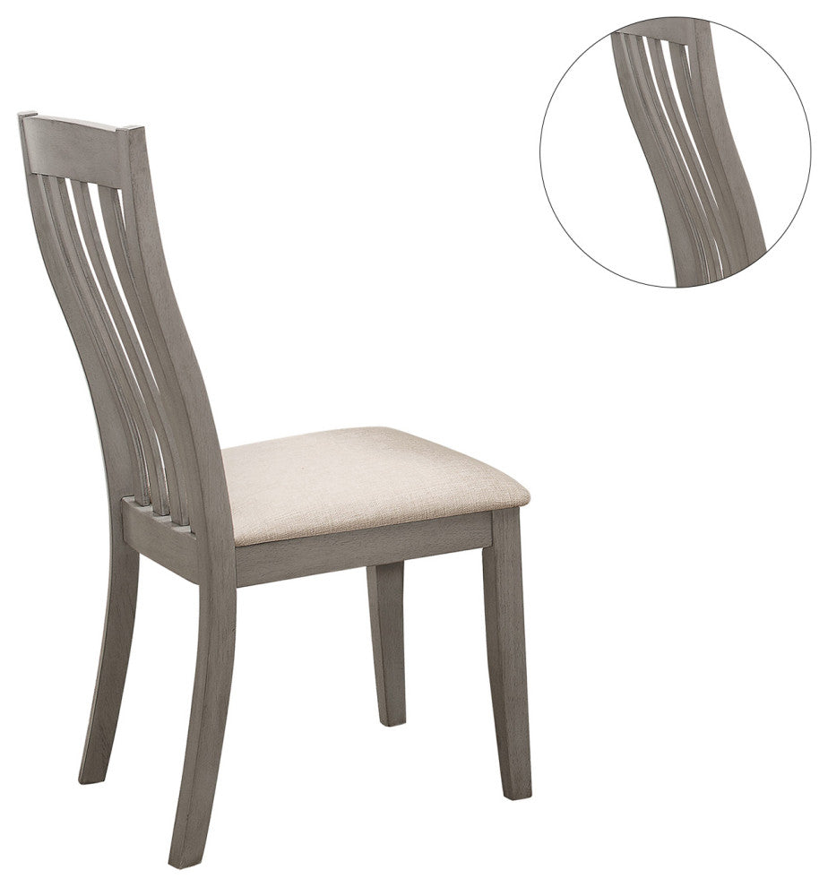 Set of 2 Dining Side Chairs with Upholstered Seat, Coastal Gray
