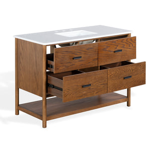 Safavieh Couture Jaylessa Vanity, Medium Oak/White, 48In