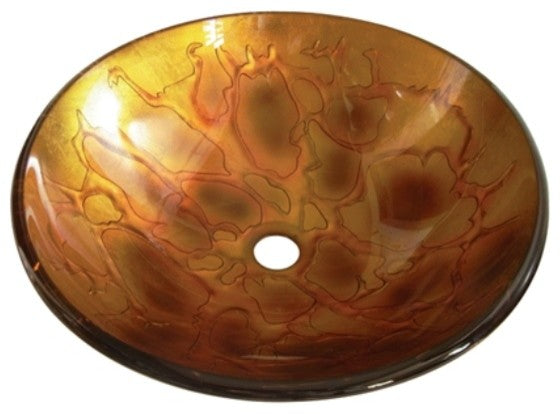 Kingston Brass Fauceture Amber Bronze Firenze Round Glass Vessel Sink EVSPFB3