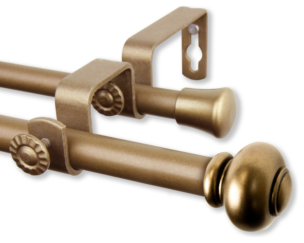 Yolanda Double Curtain Rod, Antique Gold, 84-120"