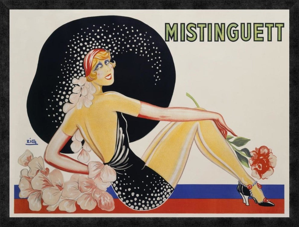 "Mistinguett" Framed Canvas Giclee by Zig, 38"x29"
