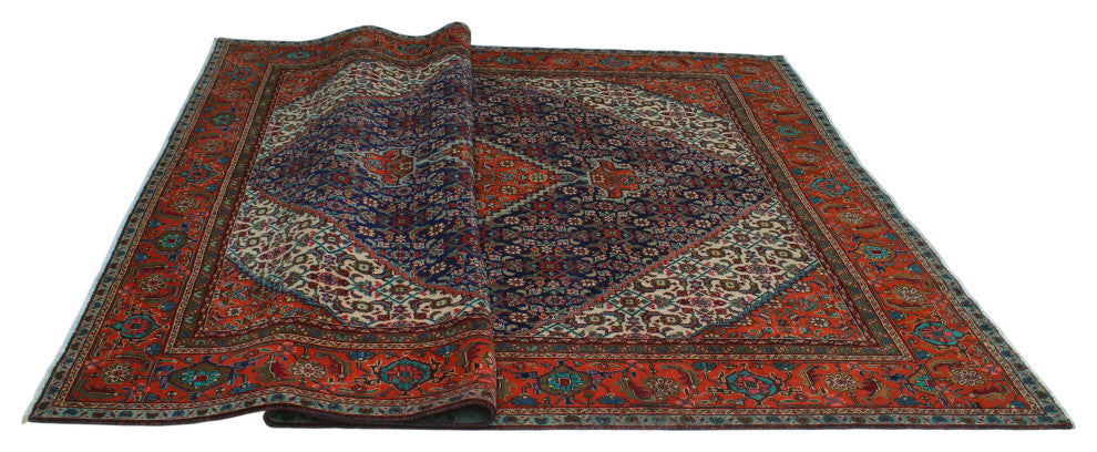 Fine Vintage Distressed Moneereh Navy Rug
