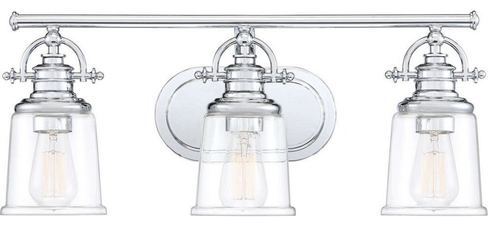 Grant 3-Light Bath Vanity, Polished Chrome
