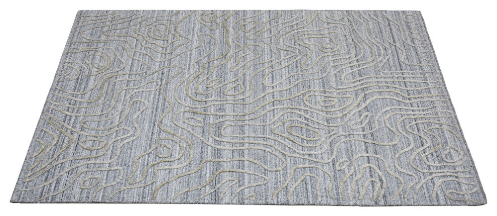 HAND WOVEN FLAT WEAVE KILIM POLYESTER AREA RUGS -Rectangle,Silver,Abstract, [Rectangle] 5'x8'