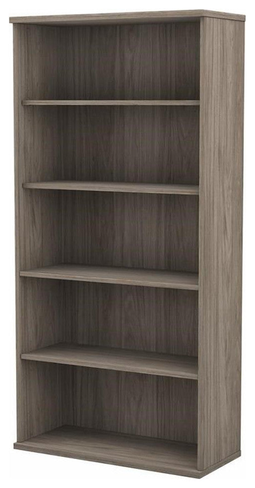 Pemberly Row Tall 5 Shelf Bookcase in Modern Hickory - Engineered Wood