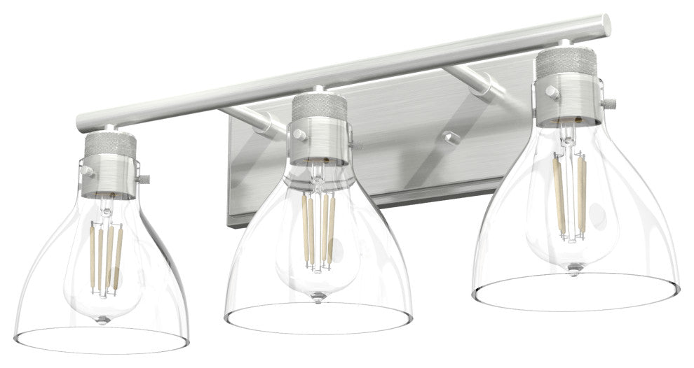 Van Nuys Brushed Nickel With Clear Glass 3 Light Vanity Wall