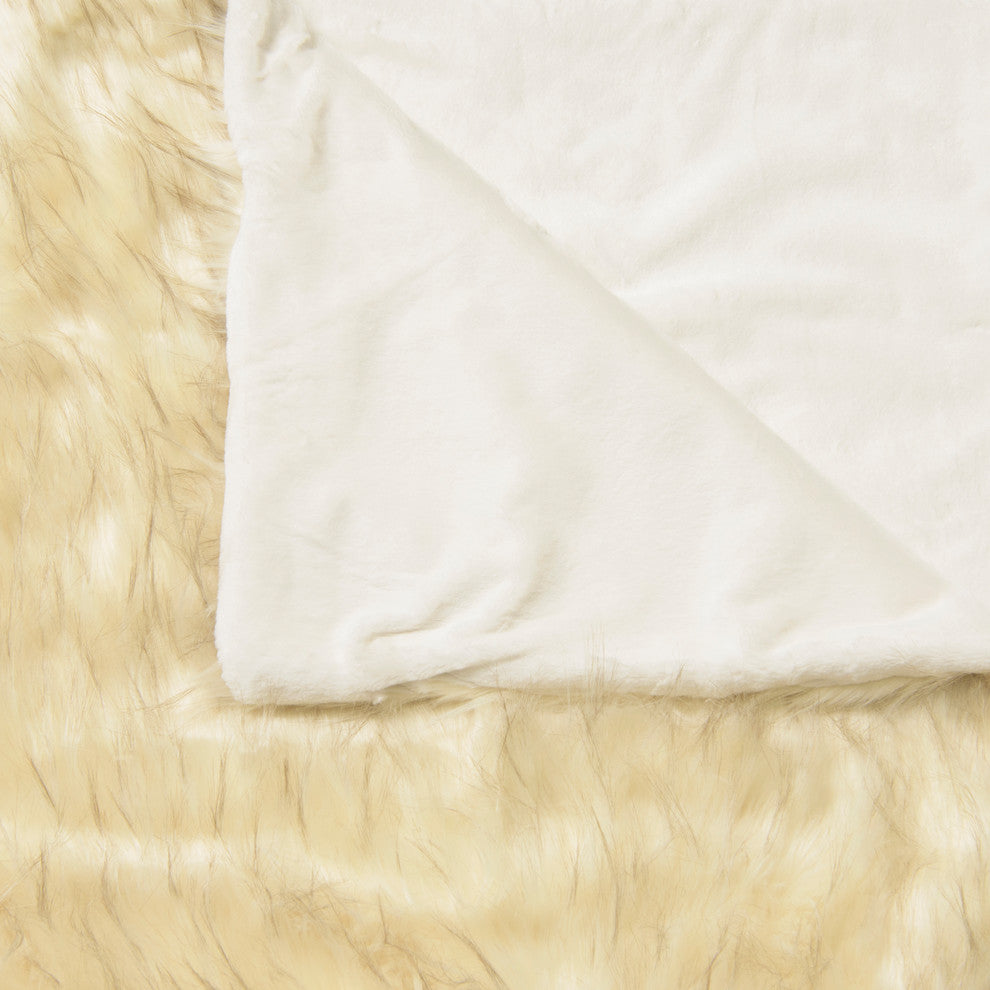 Luxe Faux Fur Throw Blanket, Iced, 52"x84"