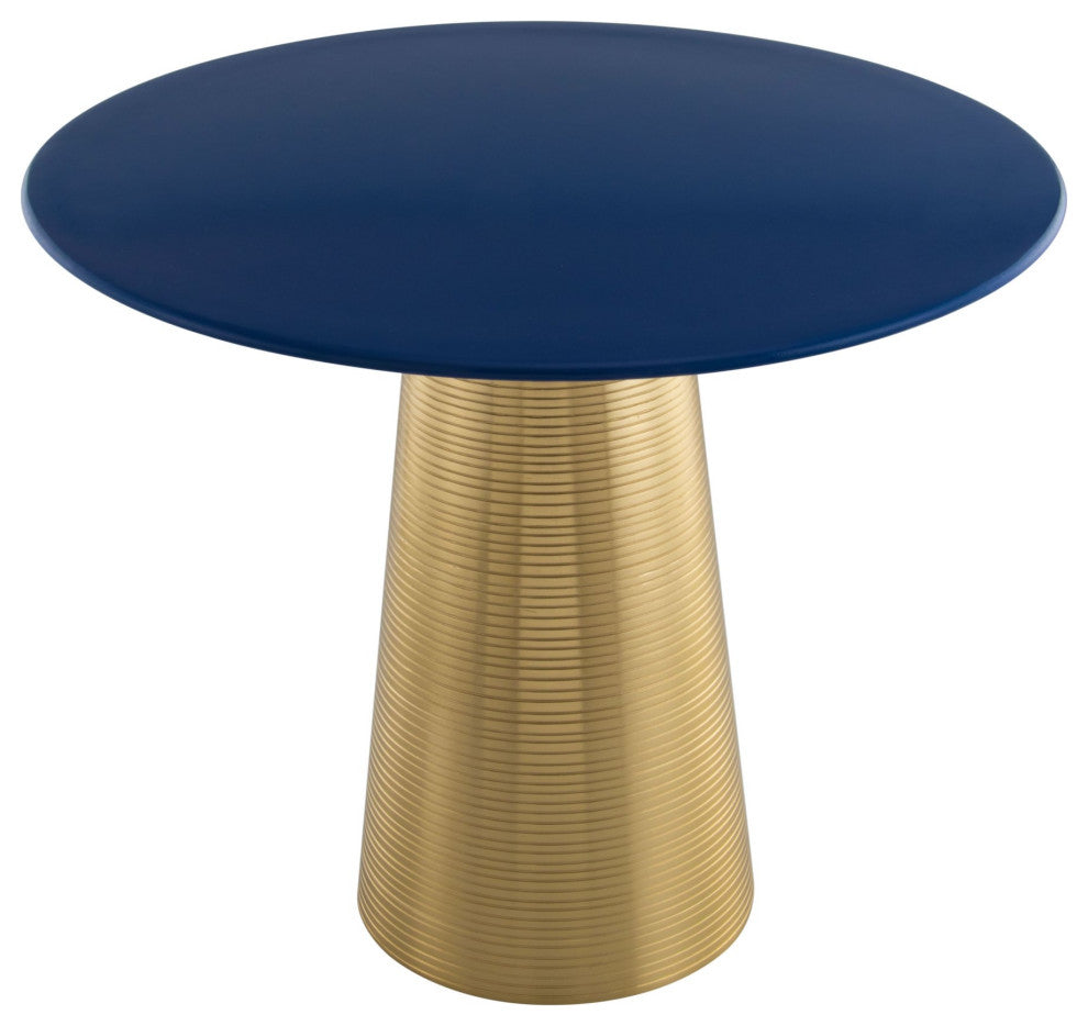 Sofa Side Table, Round, Aluminum, Metal, Dark Blue, Gold, Lounge Hospitality