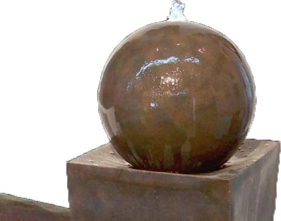 45" X 14" Brown Coppery Finish Square Tall Vase With Ball Fountain