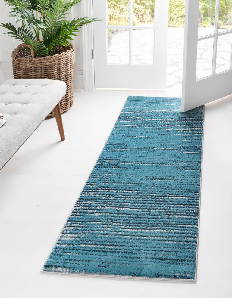 Unique Loom Oasis Calm Area Rug, Blue, 2' 0 X 12' 0 Runner