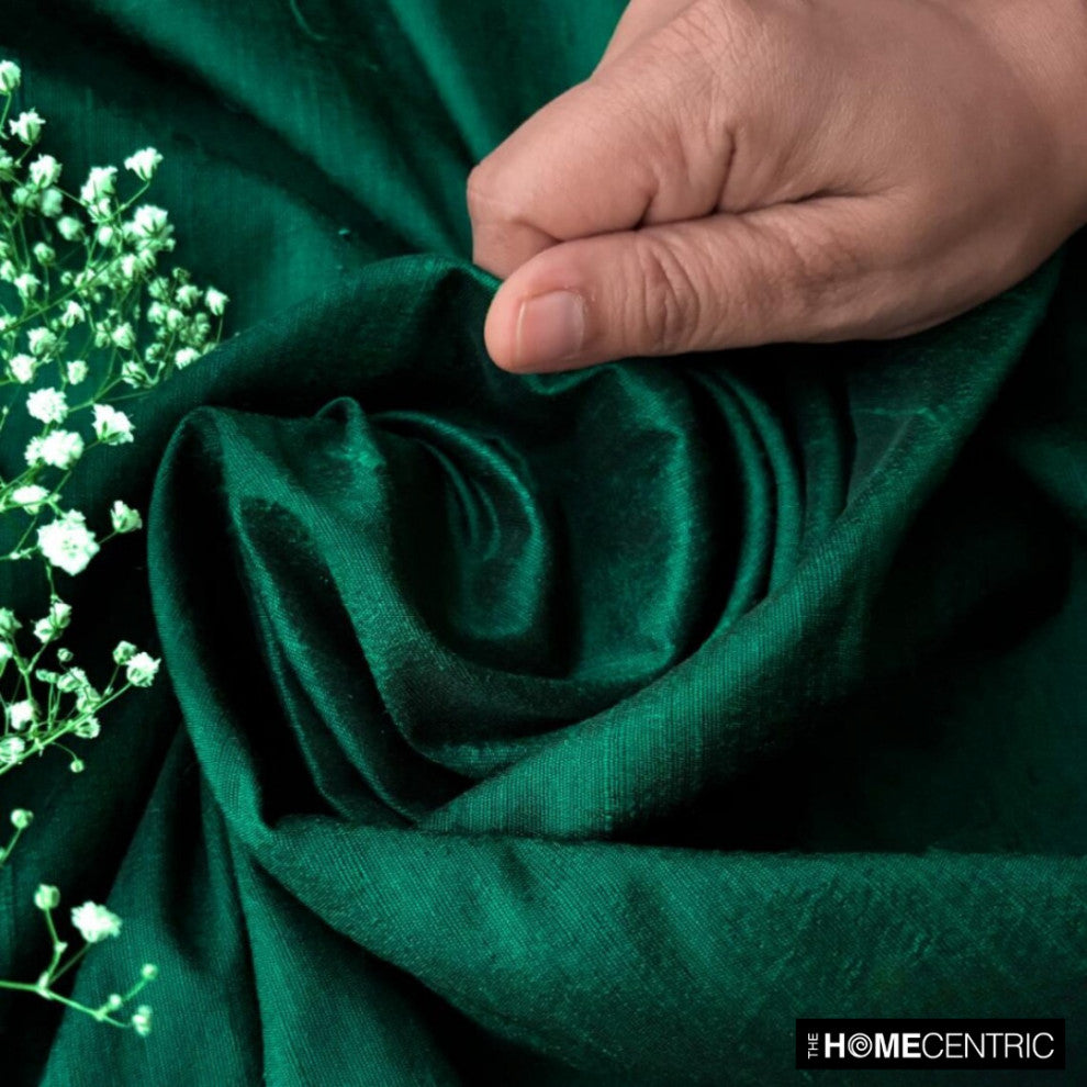 Dark Green Silk Dupioni Fabric By The Yard, 4 Yards For Curtain, Dress Wholesale