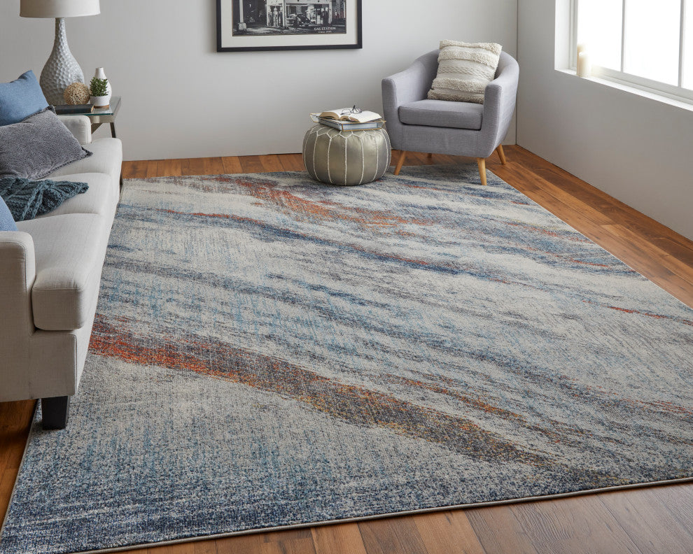 Weave & Wander Adelmo Abstract Contemporary Rug, Ivory/Multi, 9'x12'