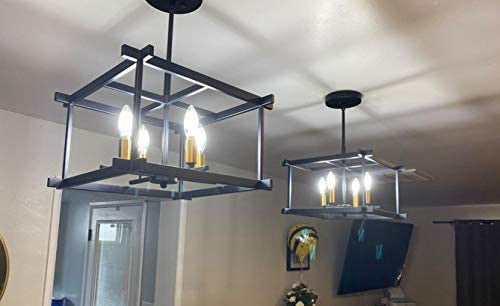 Black Close to Ceiling Light Fixture Caserectangle Semi Flush Mount