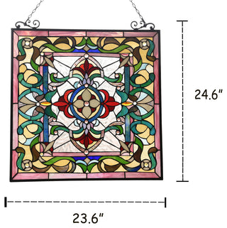 Chloe Lighting Aylee Tiffany-Style Victorian Design Window Panel 24"x25"