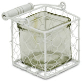 Laguna Wire Basket With Glass Jar, White, Large, Small